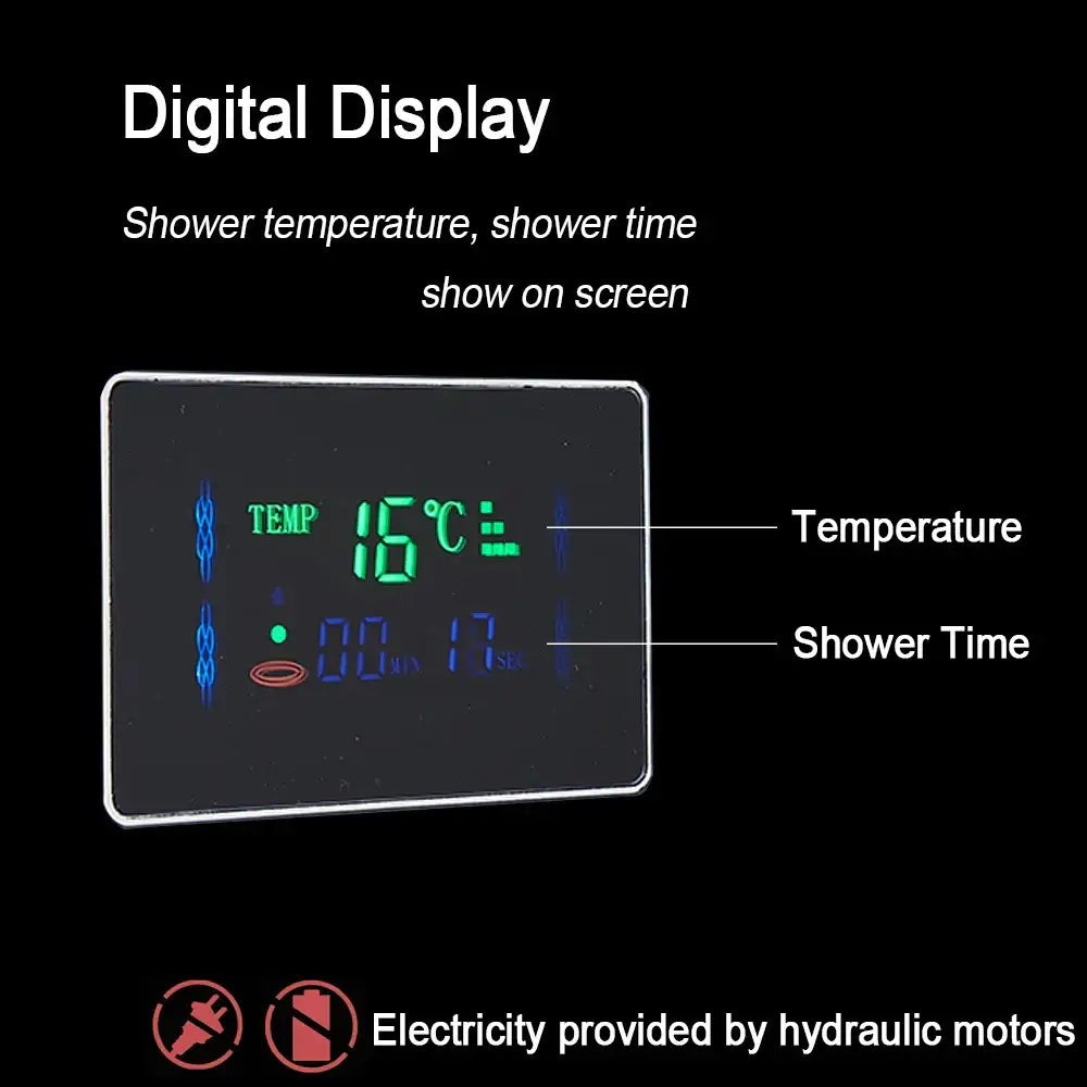 Black LED Shower System Rose Gold Massage