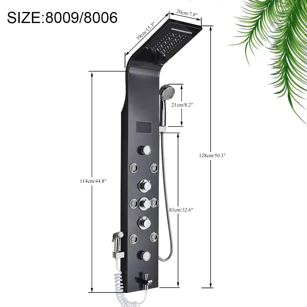 Black LED Shower System Rose Gold Massage