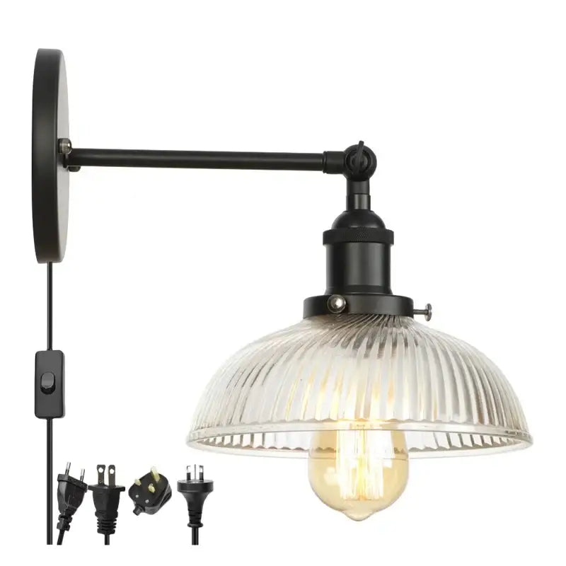 Black LED Ribbed Sconce