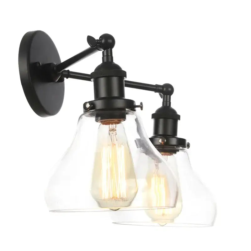 Black Glass Wall Sconce with Pull Chain