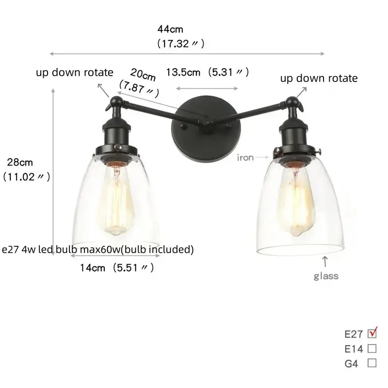 Black Glass Wall Sconce with Pull Chain