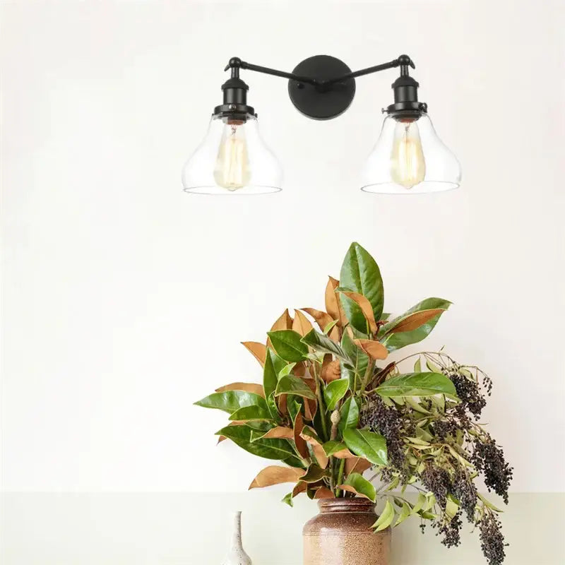 Black Glass Wall Sconce with Pull Chain