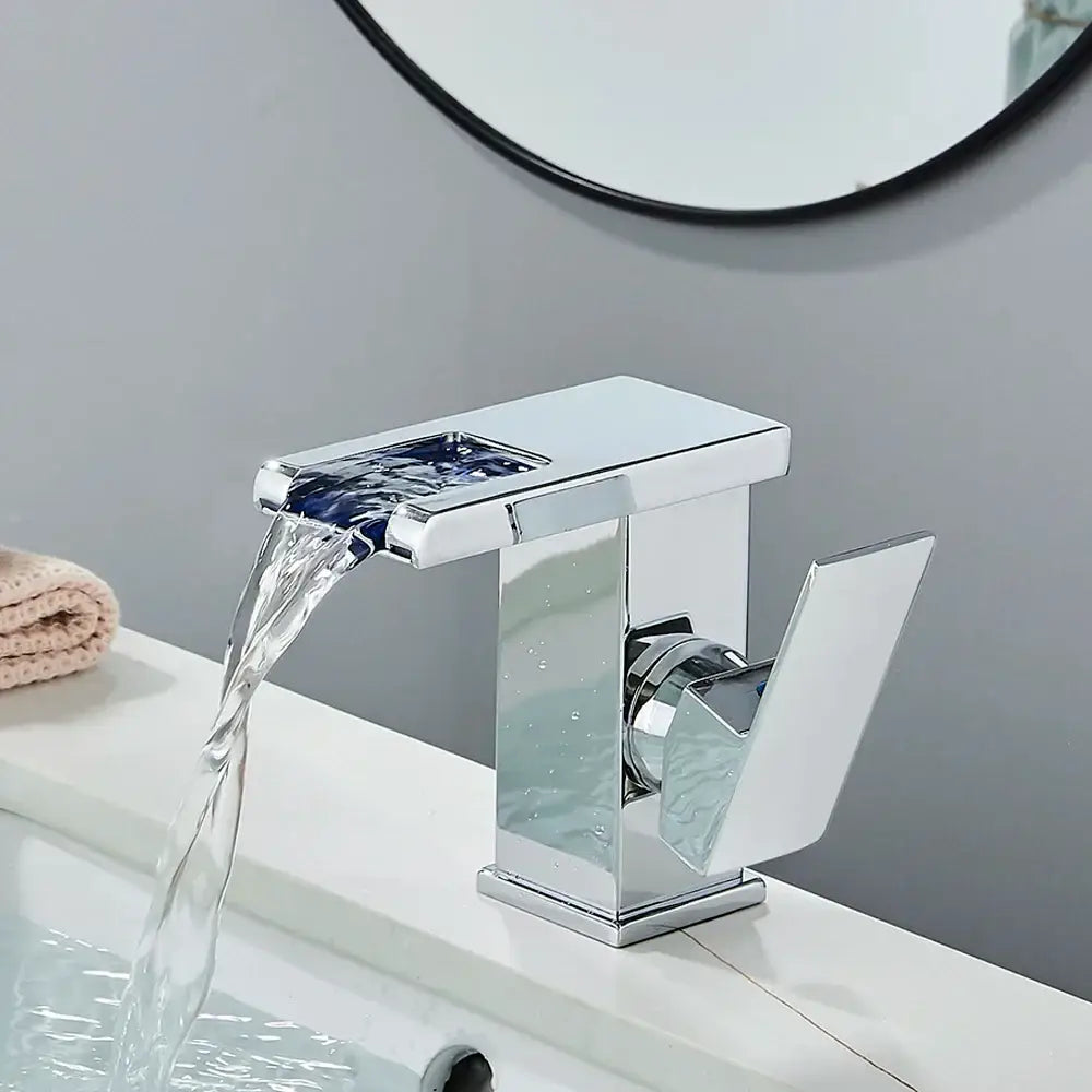 Black LED Waterfall Bathroom Faucet