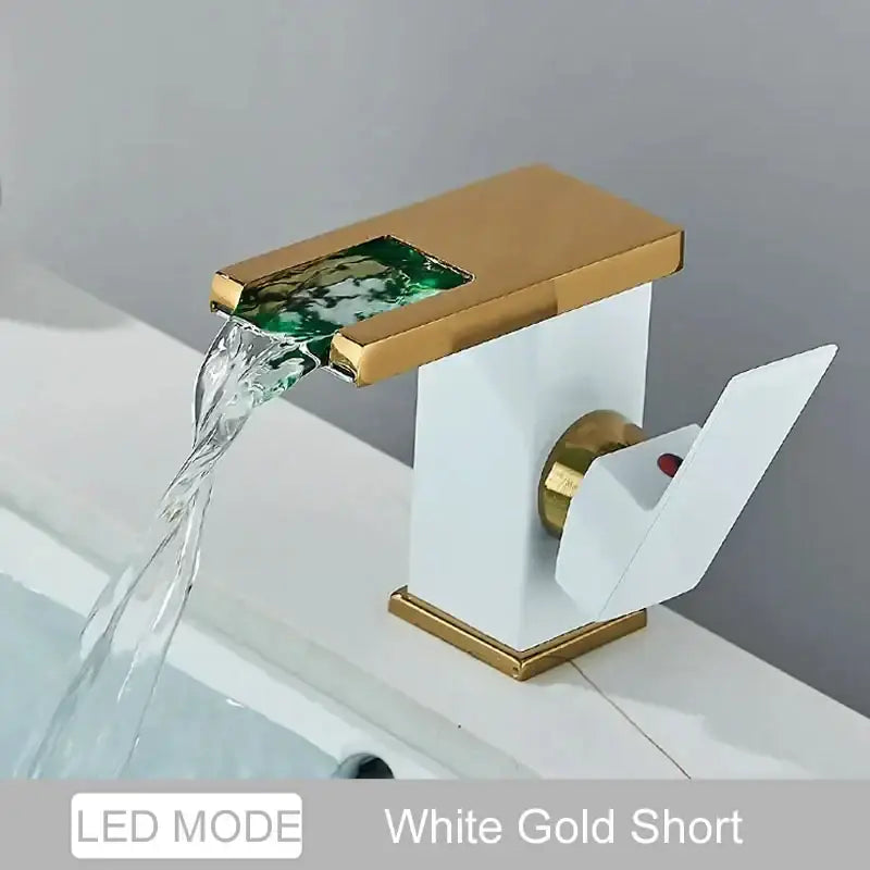 Black LED Waterfall Bathroom Faucet