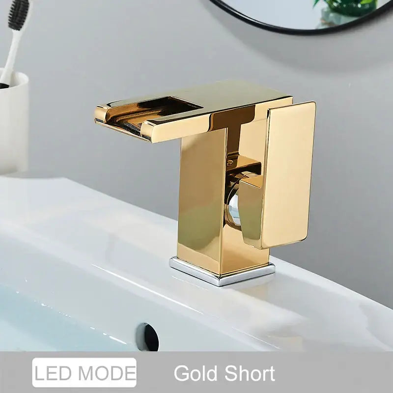 Black LED Waterfall Bathroom Faucet