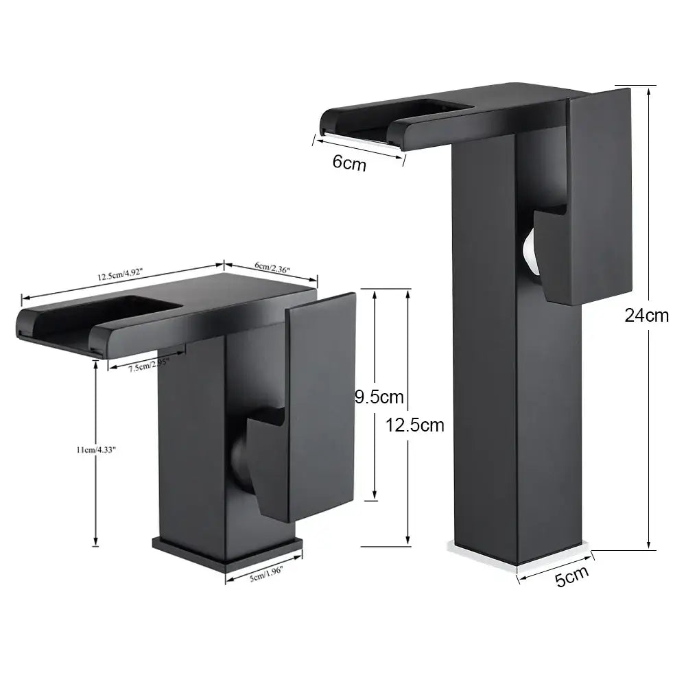 Black LED Waterfall Bathroom Faucet