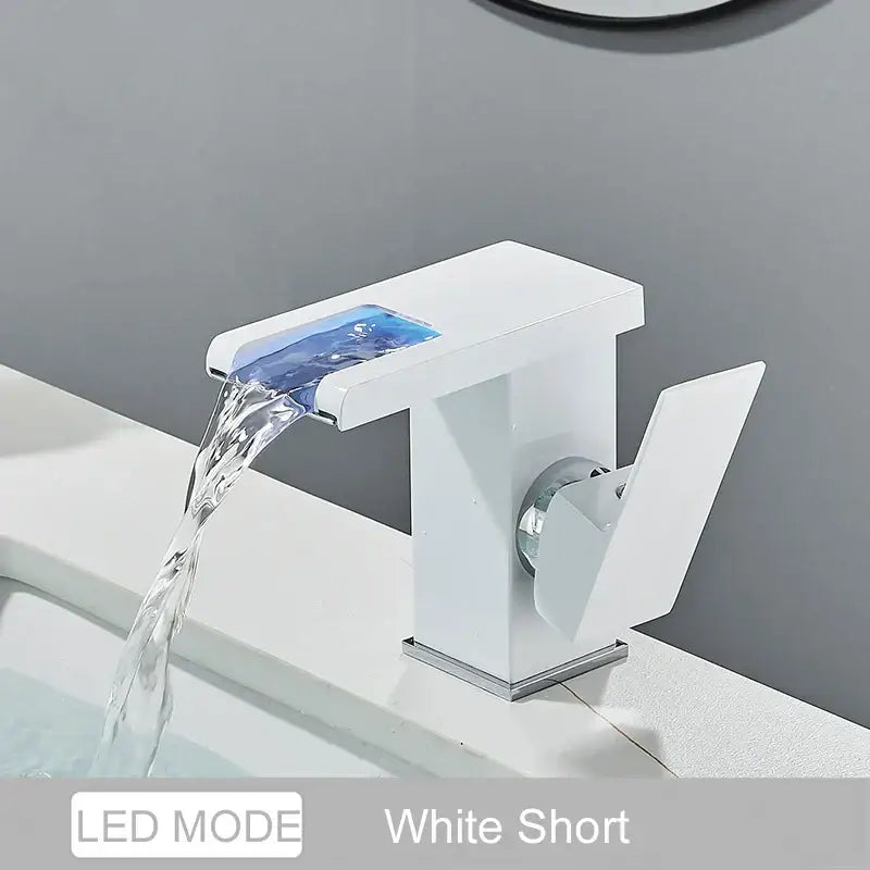 Black LED Waterfall Bathroom Faucet