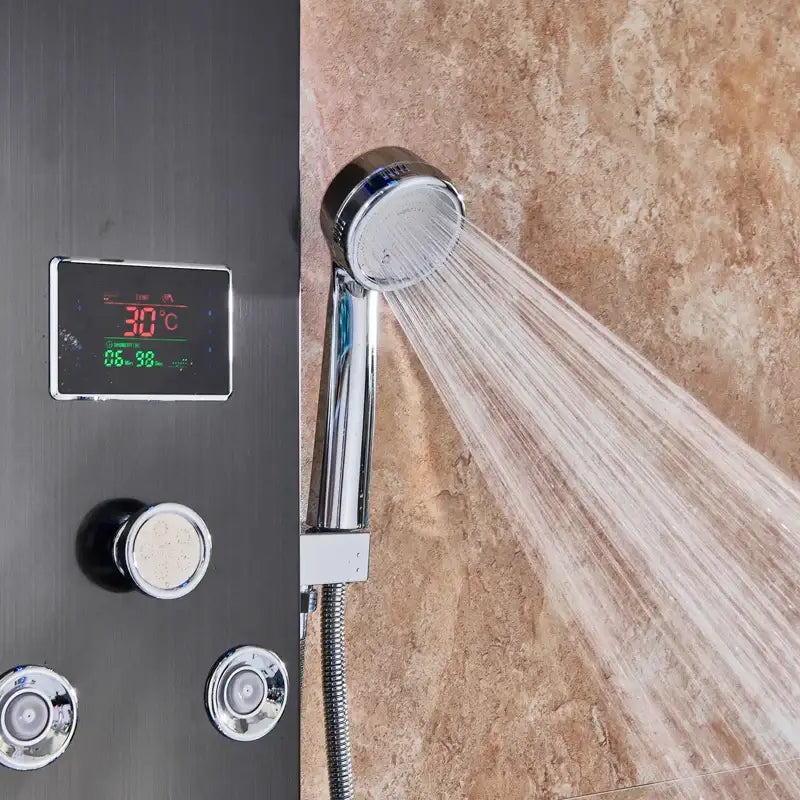Black LED Shower Panel with Bidet Tap