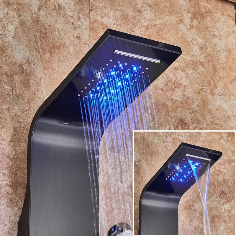 Black LED Shower Panel with Bidet Tap