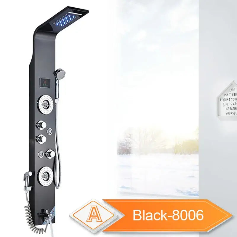 Black LED Shower Panel with Bidet Tap