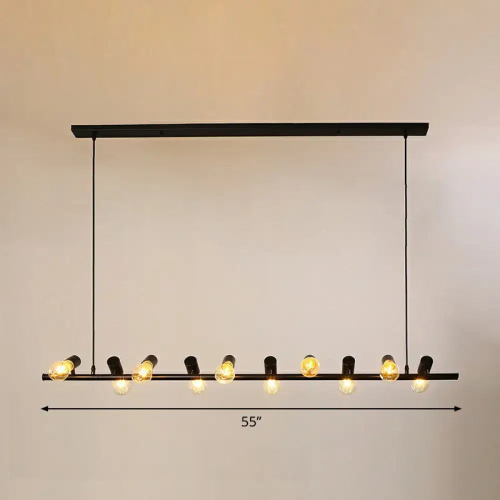 Black Linear Island Pendant Ten-Light