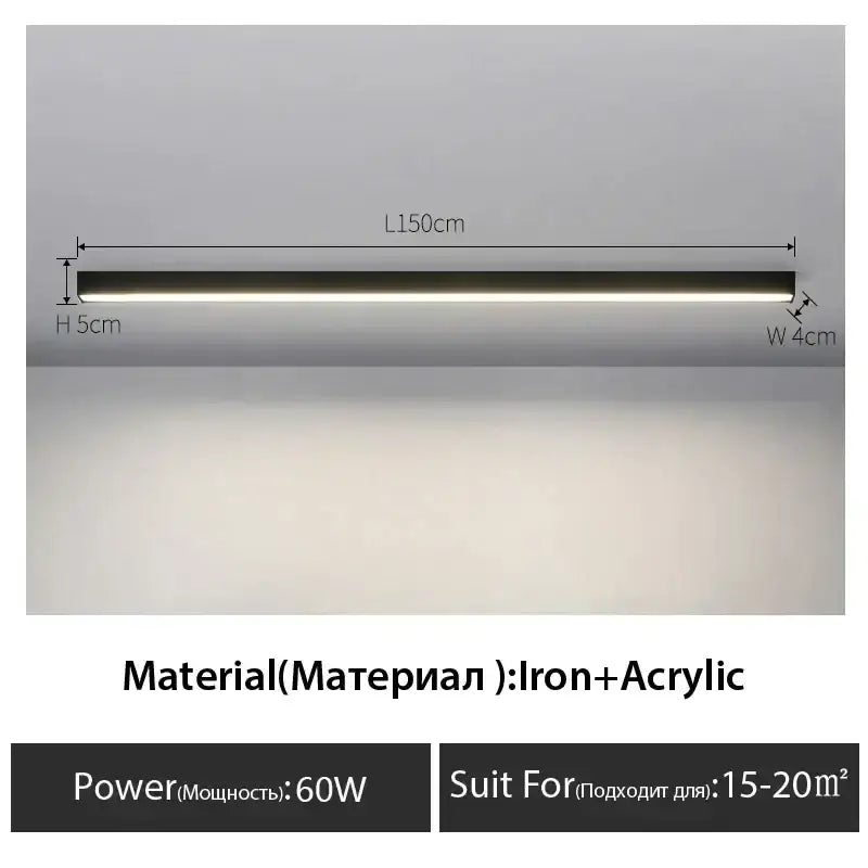 Black Linear Ceiling Lamp