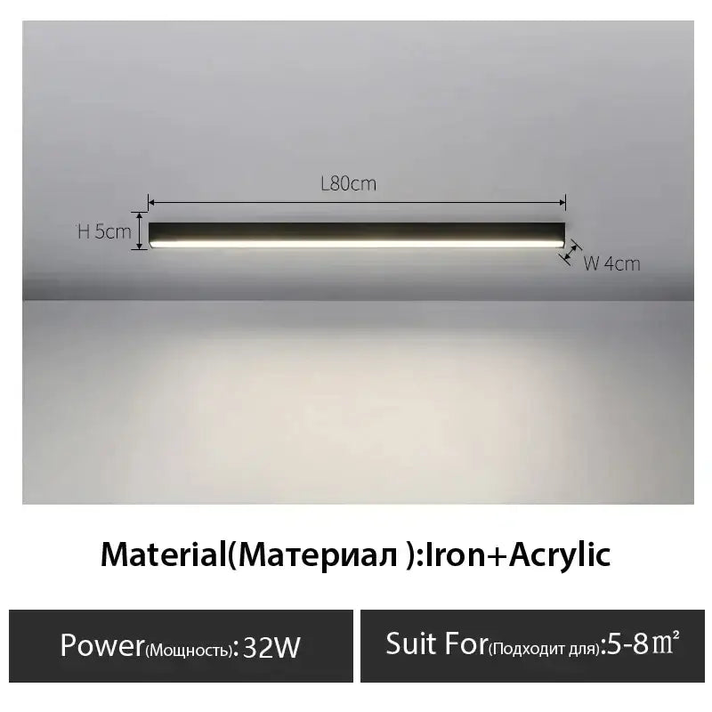Black Linear Ceiling Lamp
