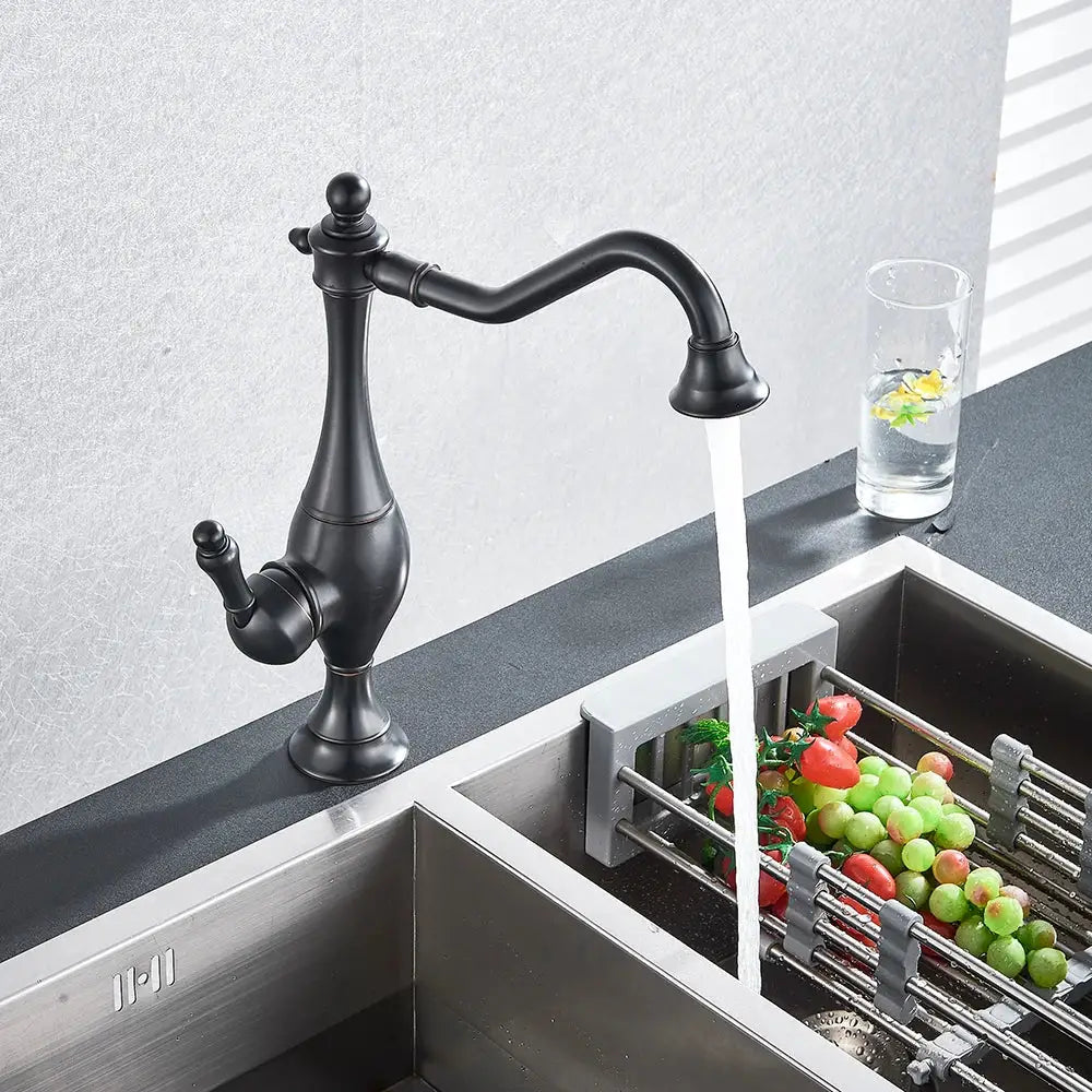 Black Long Neck Kitchen Faucet