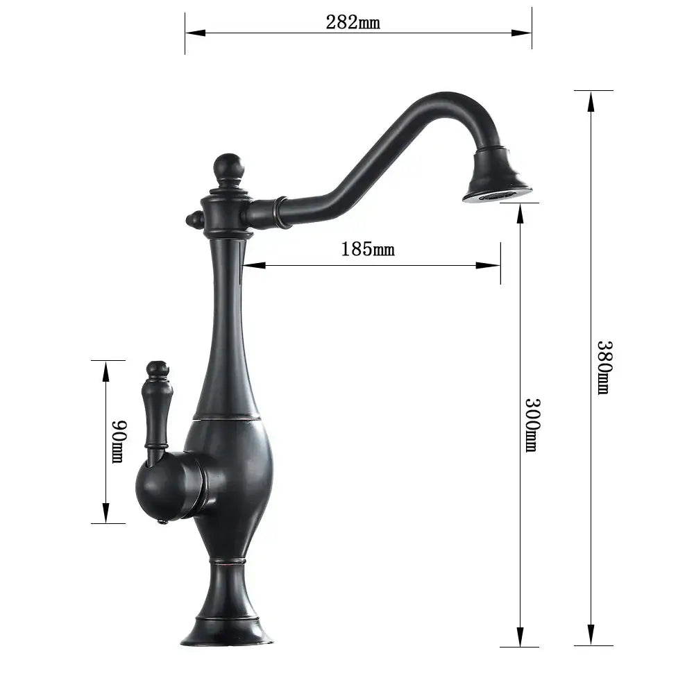 Black Long Neck Kitchen Faucet