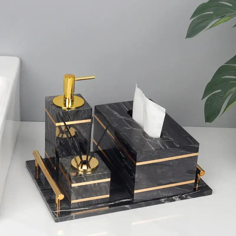 Black Marble Bathroom Set