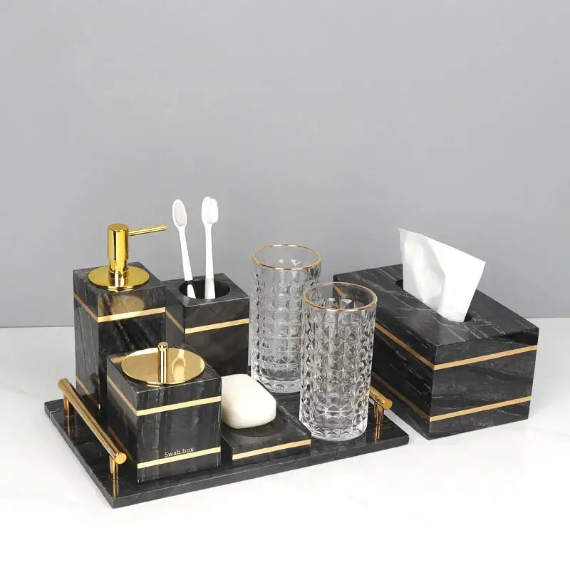 Black Marble Bathroom Set