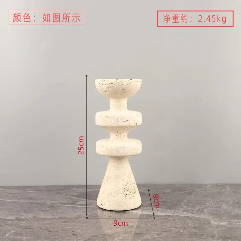Black Marble Candle Holder 30cm Resin
