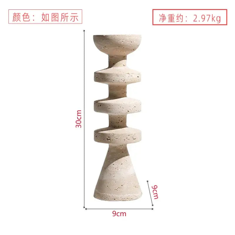 Black Marble Candle Holder 30cm Resin