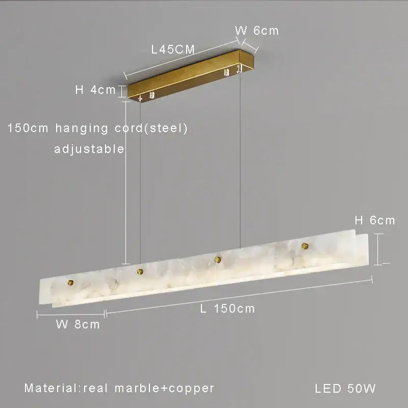 Black Marble Pendant Light 150cm Copper