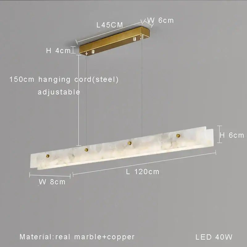 Black Marble Pendant Light 150cm Copper