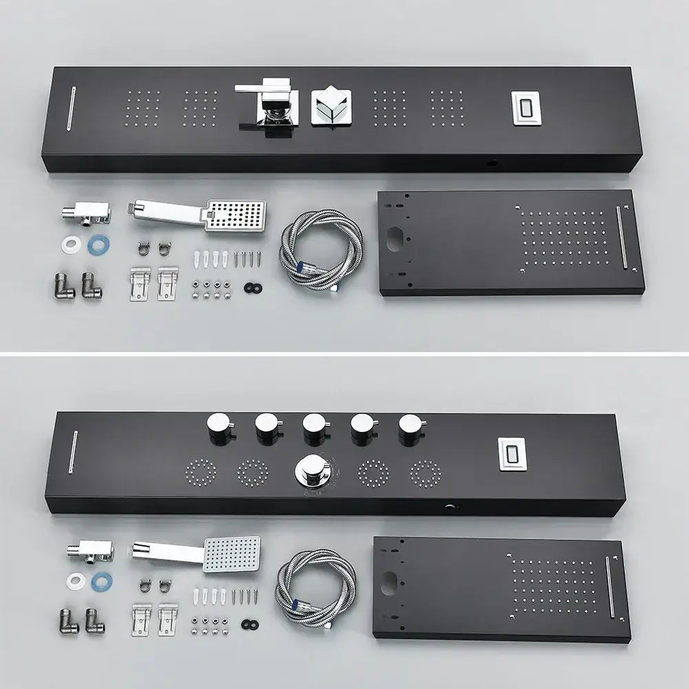 Black Stainless Shower Panel Rainfall Massage