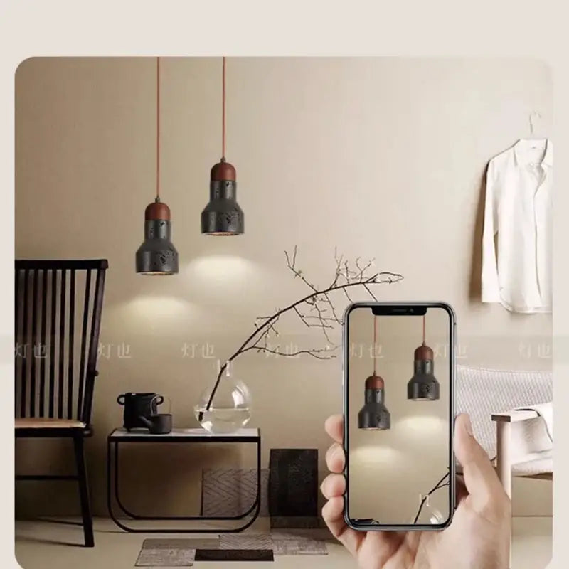 Black Travertine Pendant Lamp
