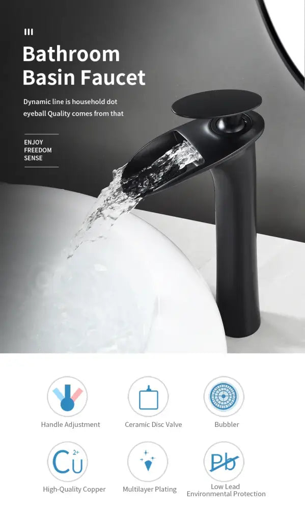 Black Stainless Waterfall Faucet
