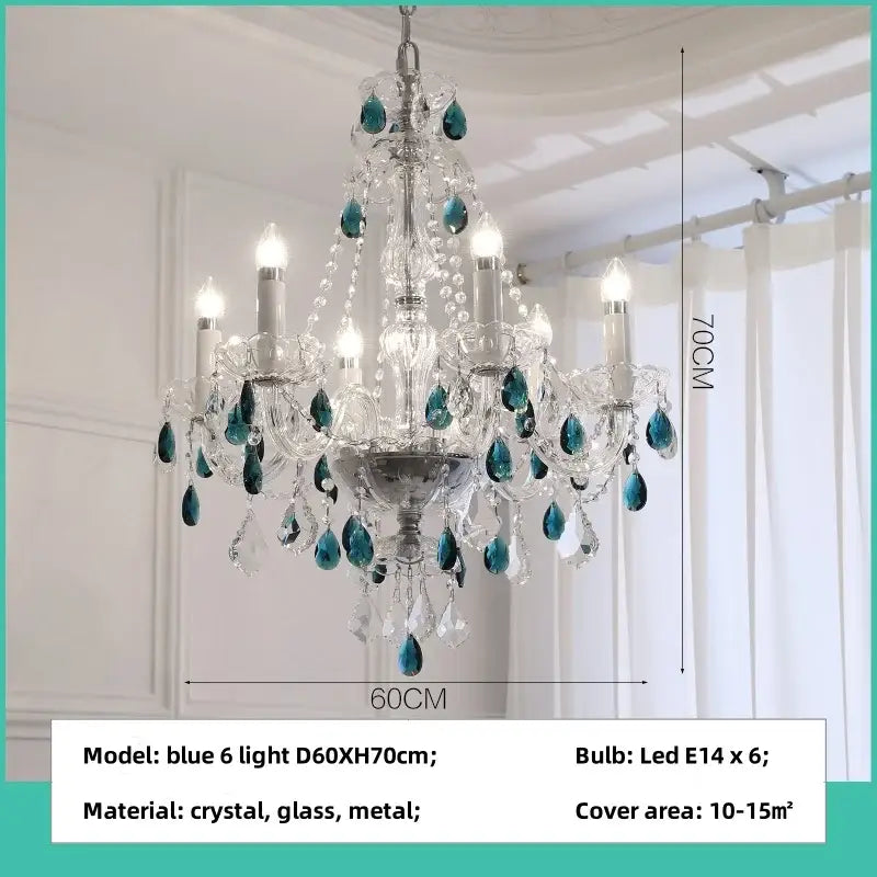 Teal Crystal Pendant Light