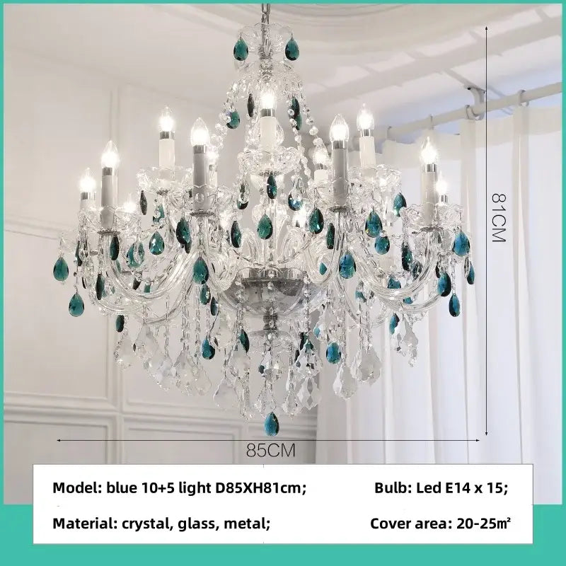 Teal Crystal Pendant Light