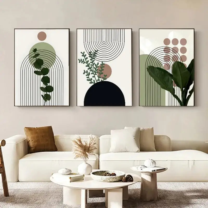 Boho Green Leaf Wall Art