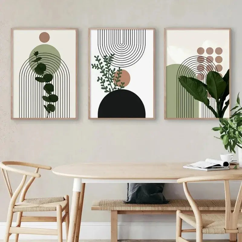 Boho Green Leaf Wall Art
