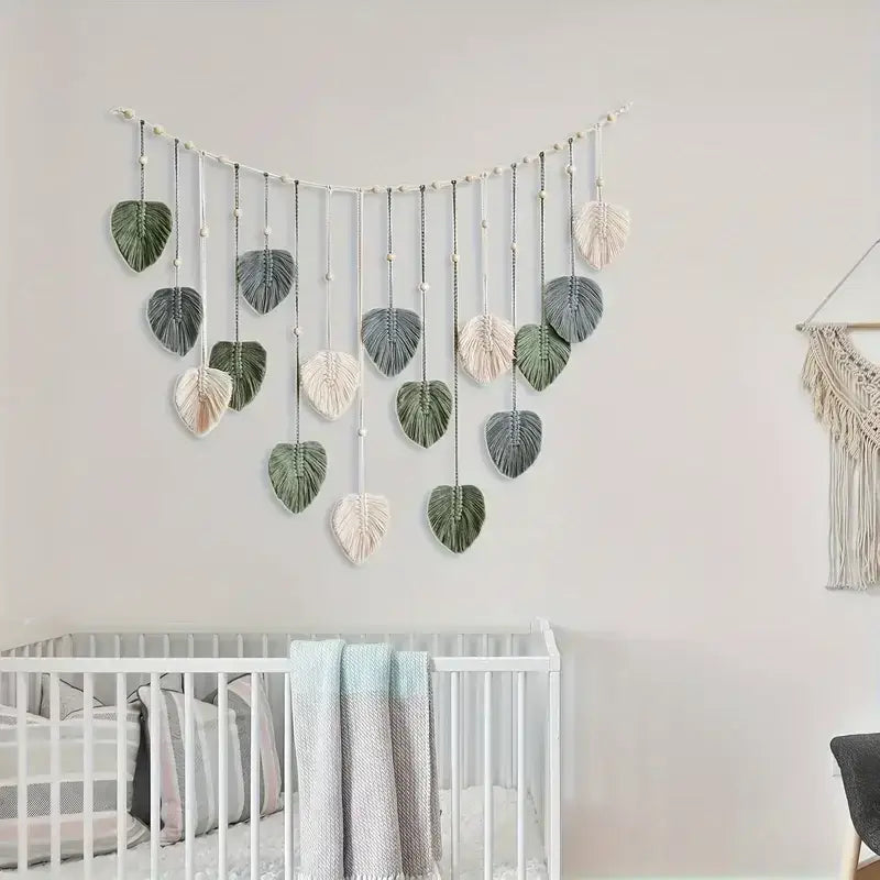 Green Cream Macrame Tapestry