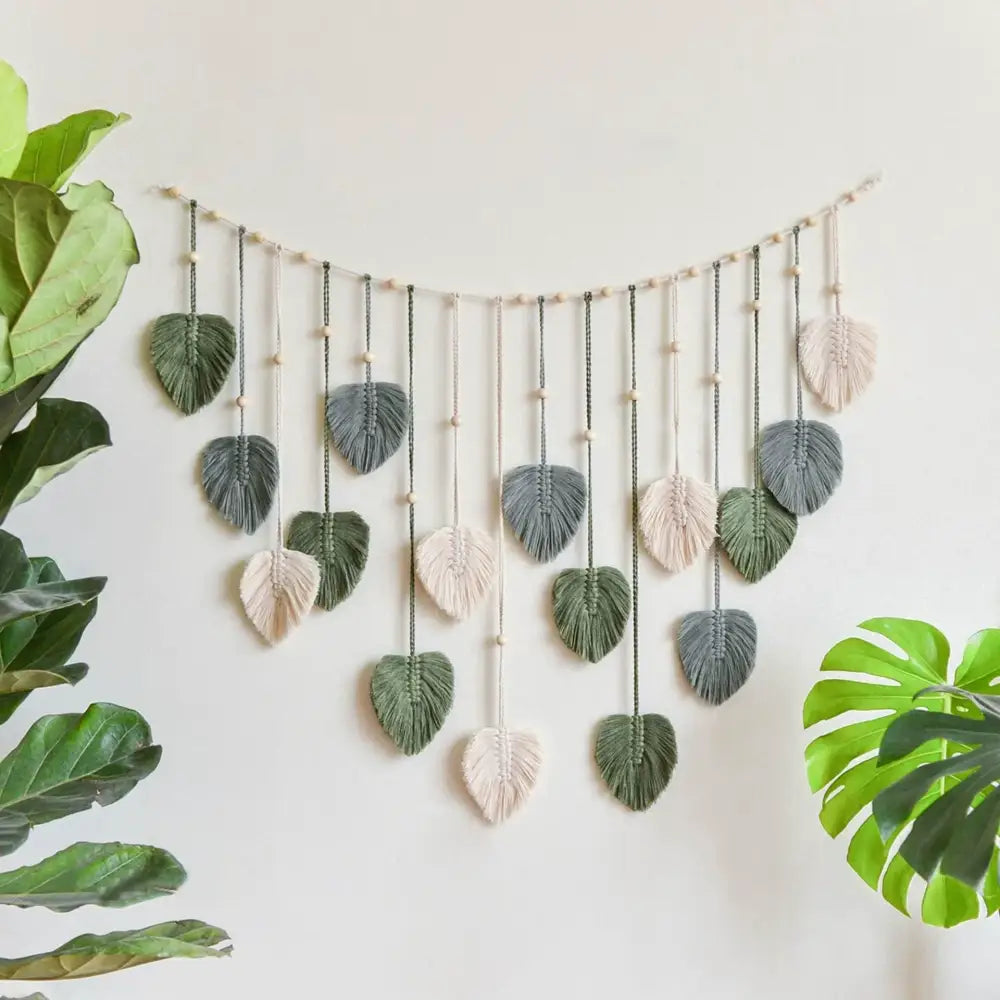 Green Cream Macrame Tapestry