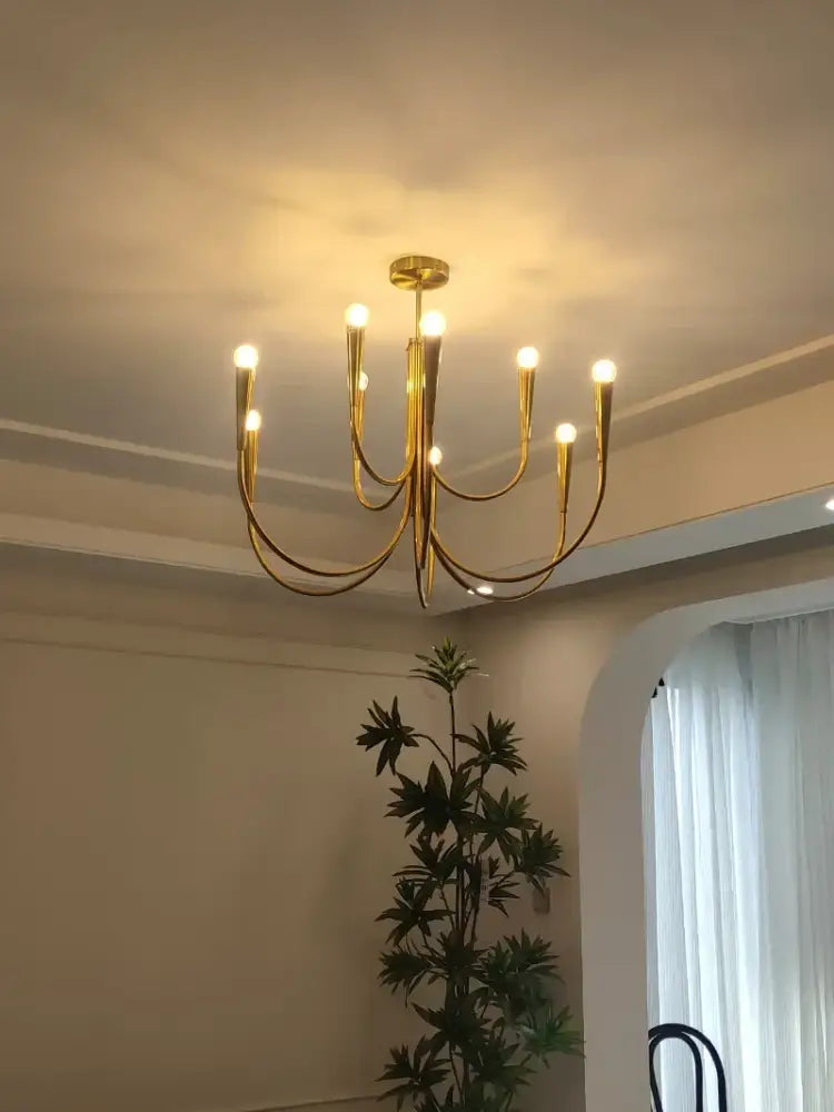 Curved Brass Chandelier