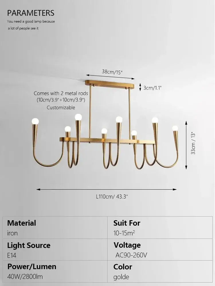 Curved Brass Chandelier