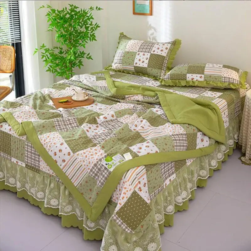 Green Patchwork Cotton Bedding