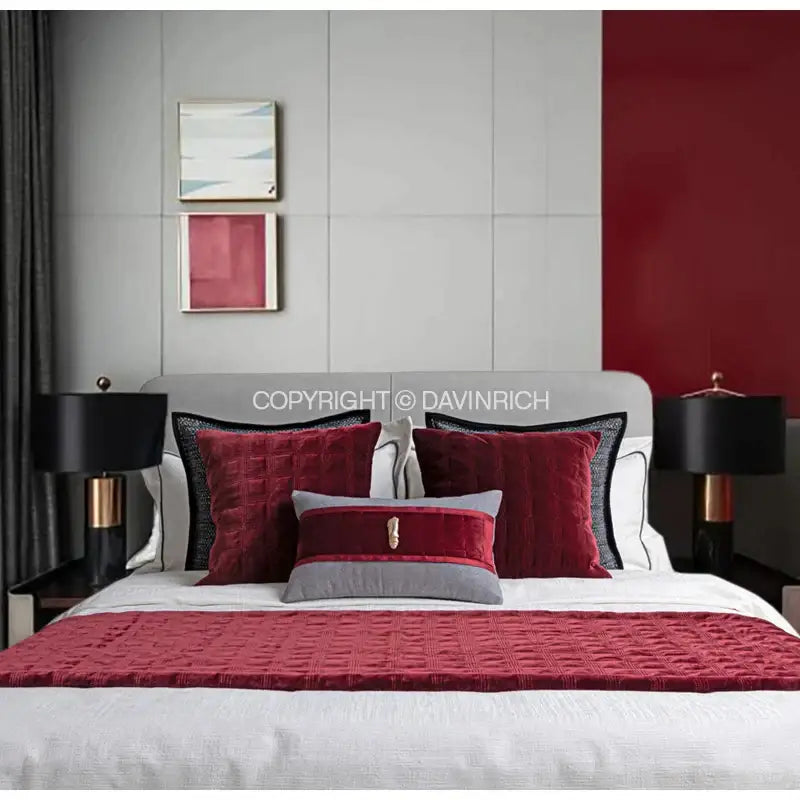 Burgundy Velvet Bed Runner