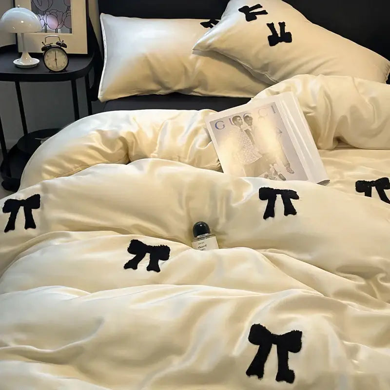 Embroidered Black White Pillow