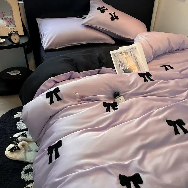 Embroidered Black White Pillow