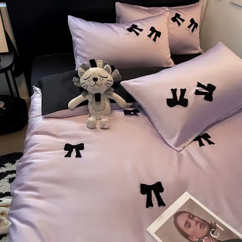 Embroidered Black White Pillow