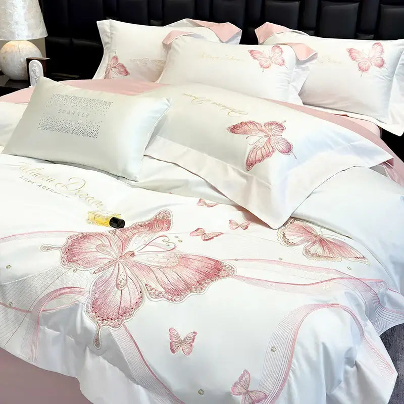 Pink Butterfly Bedding Set