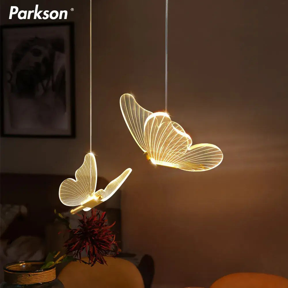 Gold Butterfly LED Pendant Dimmable Nordic Design
