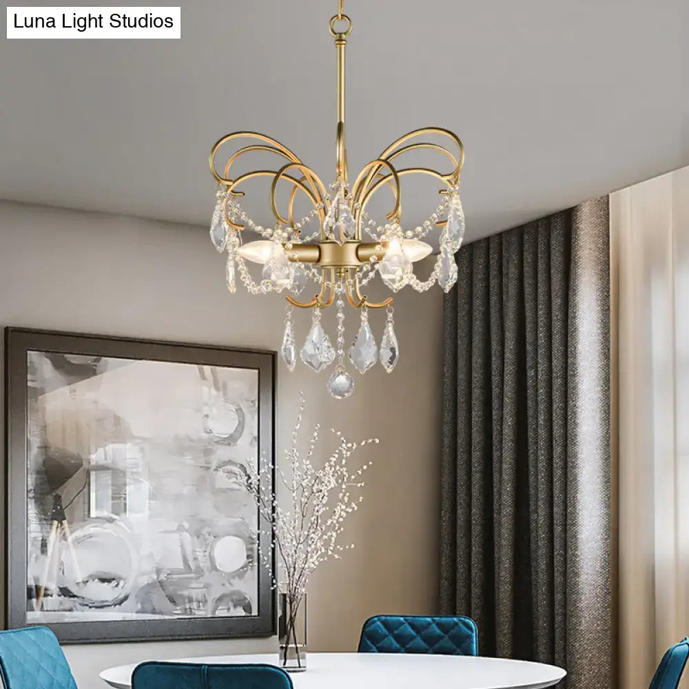 Gold Butterfly Crystal Chandelier