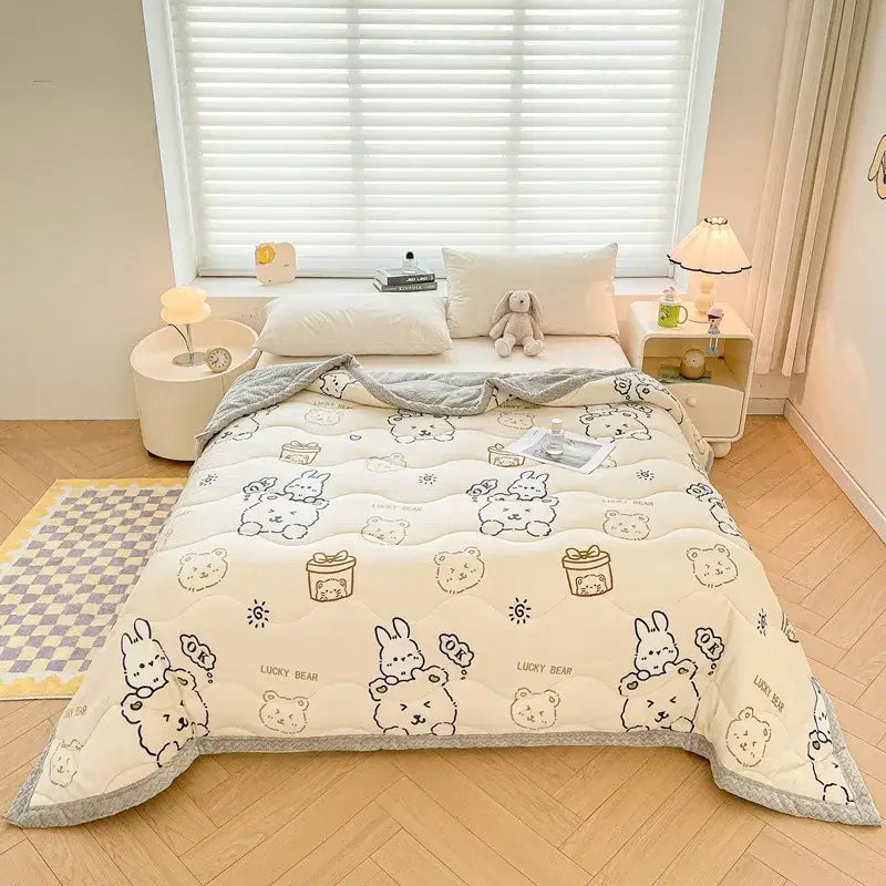 Cream Velvet Quilted Blanket 150x200cm Size