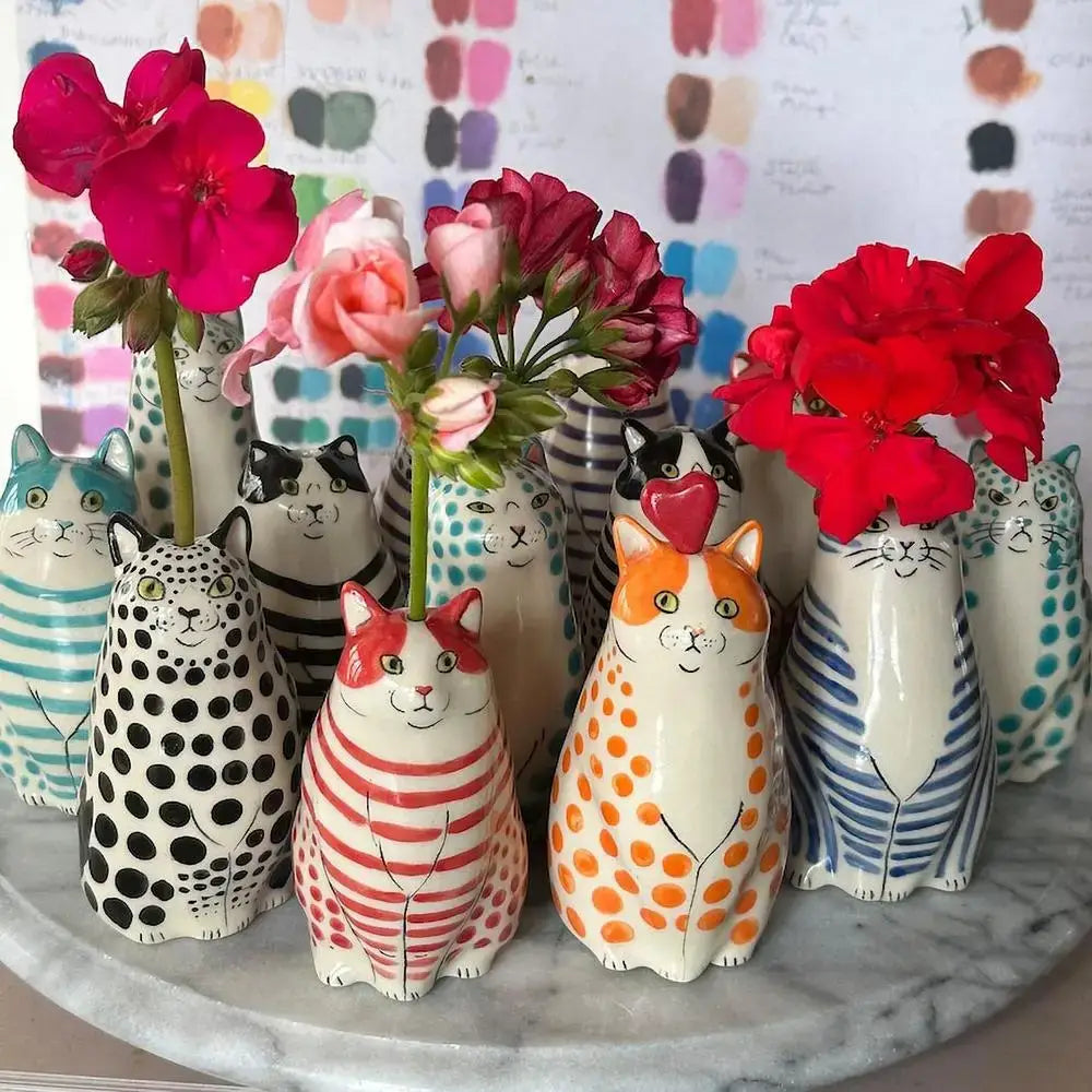 Polka Dot Cat Vase