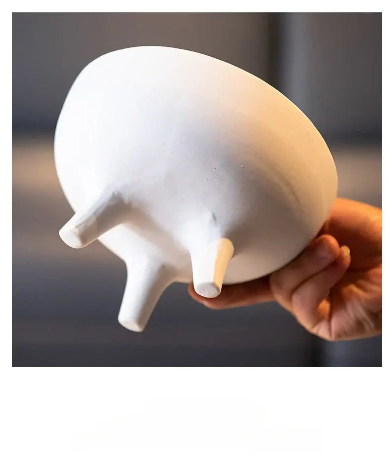 White Ceramic Tripod Planter