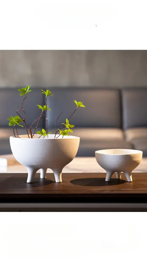 White Ceramic Tripod Planter