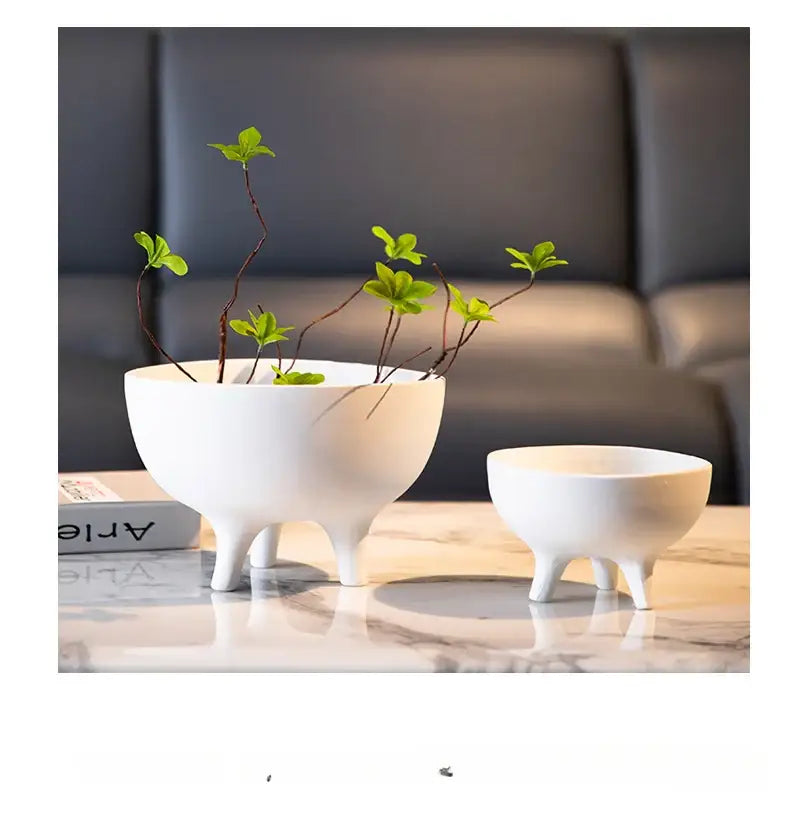 White Ceramic Tripod Planter