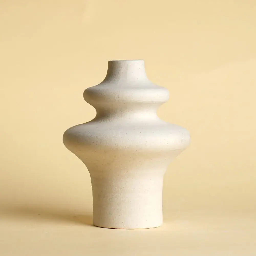 White Sculpted Ceramic Vase